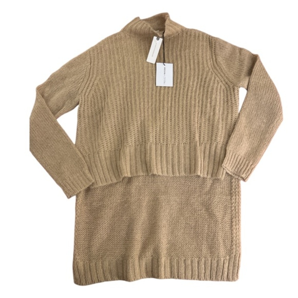 NWT Anthropologie Project Naadam Hi low Poncho Sweater in Carmel size small